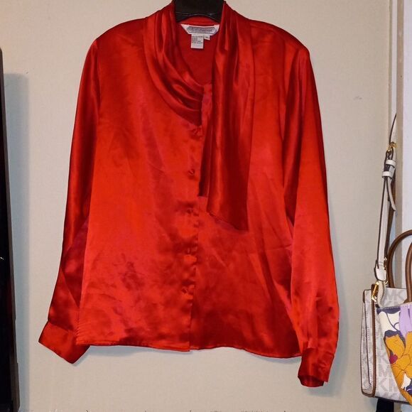 K.B.Lawrence Vintage Satin Button Down Blouse  - Picture 1 of 9